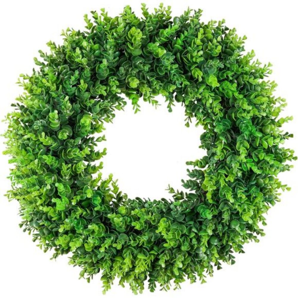 Large Boxwood Wreath Front Door 24'' Artificial Spring Wreath. Wreaths
